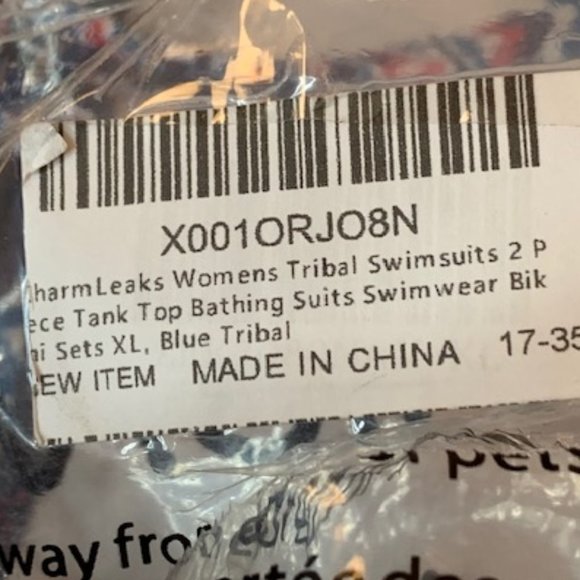 Charm Leaks Women's Blue Tribal Pattern Top, Blue Bottoms Bikini XL NWT - Picture 10 of 10